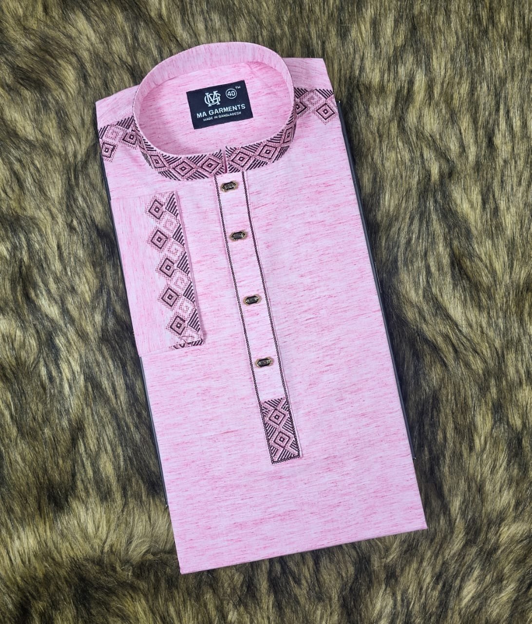 প্রিমিয়াম ফ্ল্যাট এমব্রয়ডারি পাঞ্জাবী ইন্ডিয়ান খাদি ফেব্রিক